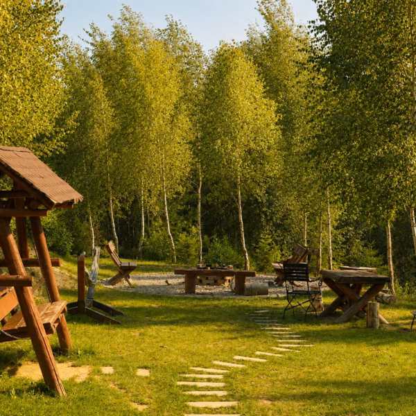 Zona comună exterioară La Odăi între mesteceni